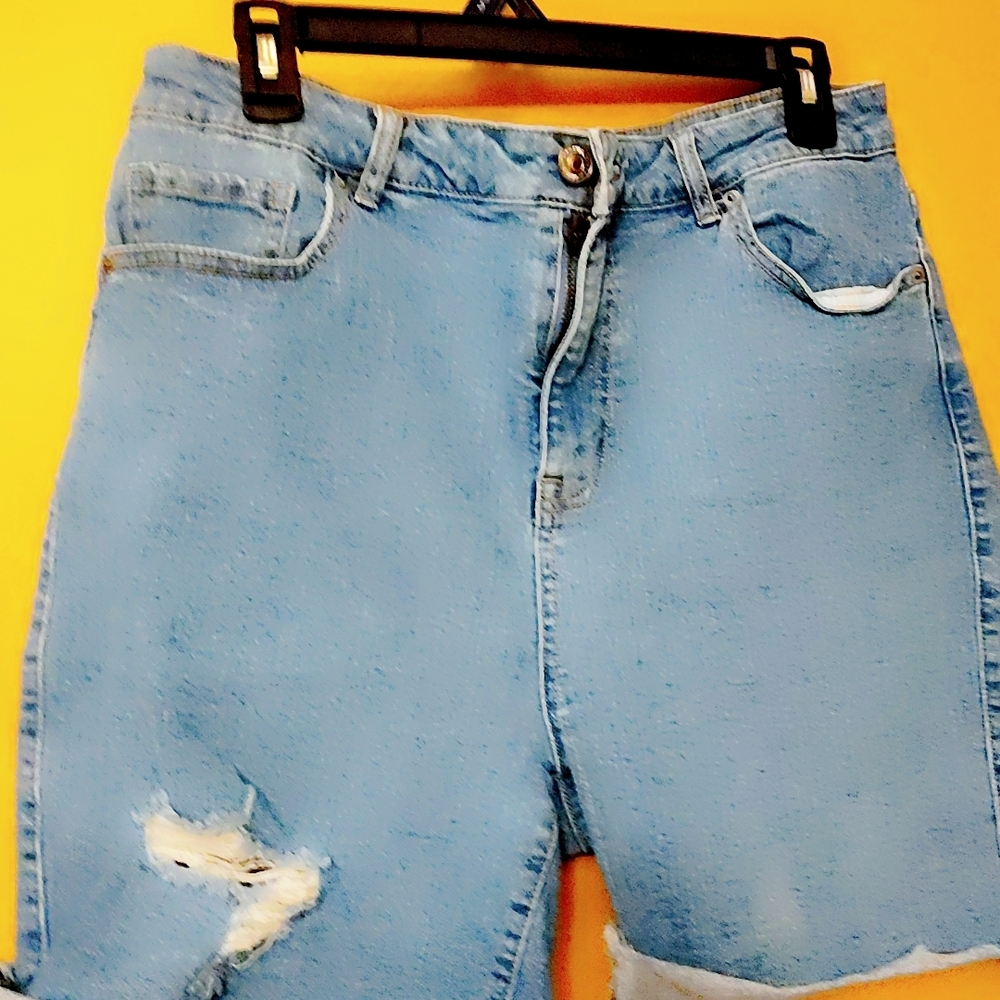 Forever 21 Light Blue Distressed Jean Shorts